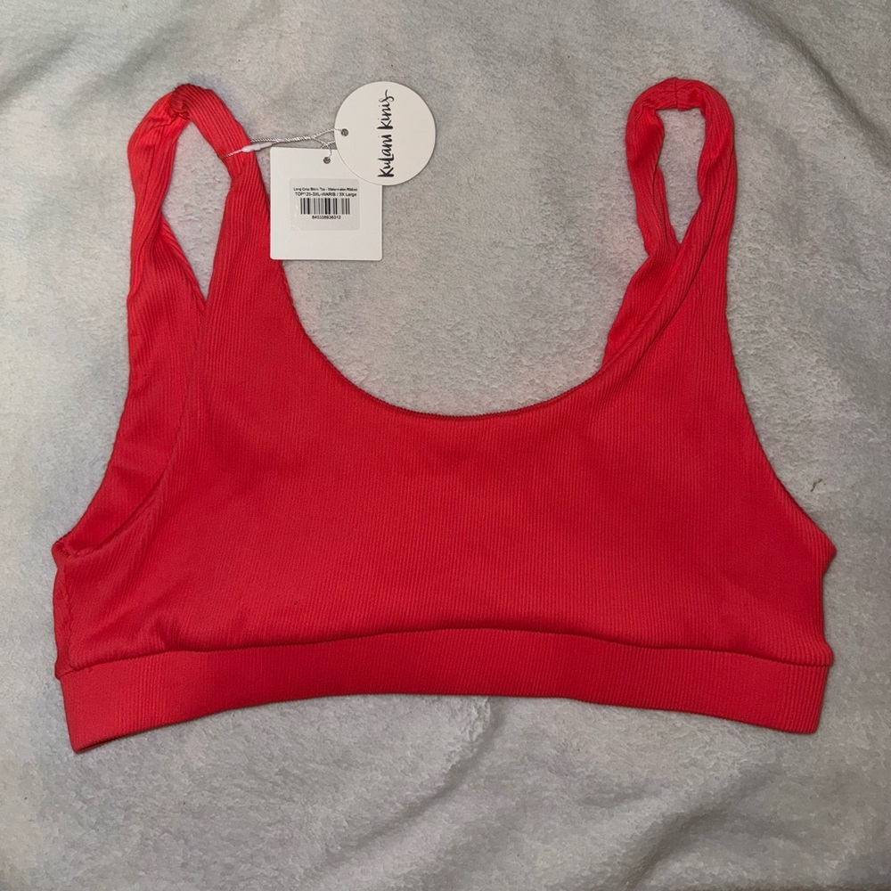 Kulani Kini long crop bikini top - watermelon ribbed NWT